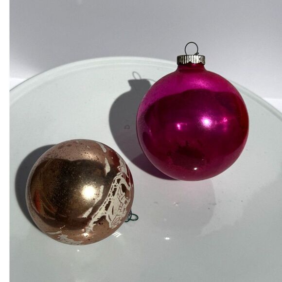 Rare large size Vintage Shiny Brite Christmas ornament Fuchsia pink - Picture 1 of 6